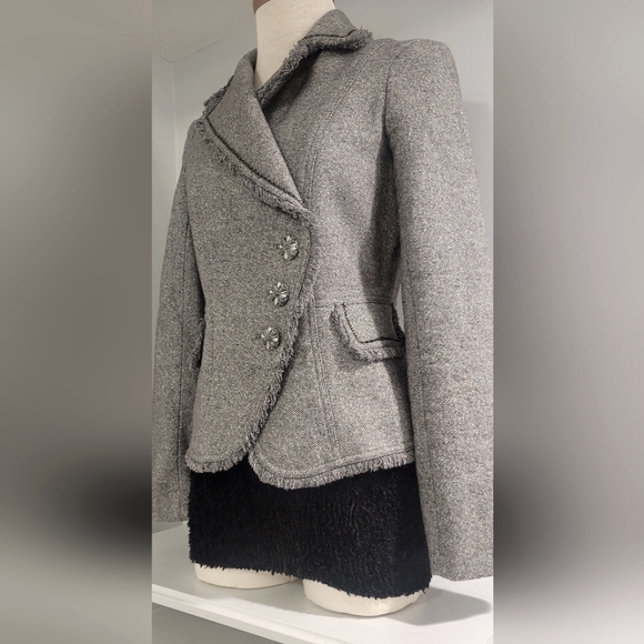 Cashe Cotton Wool Linen Gray Blazer Jacket - Picture 2 of 6